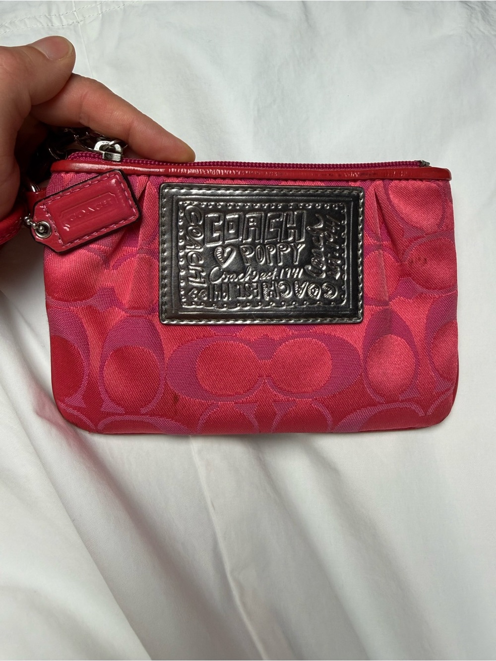 Coach poppy collection pink wristlet wallet